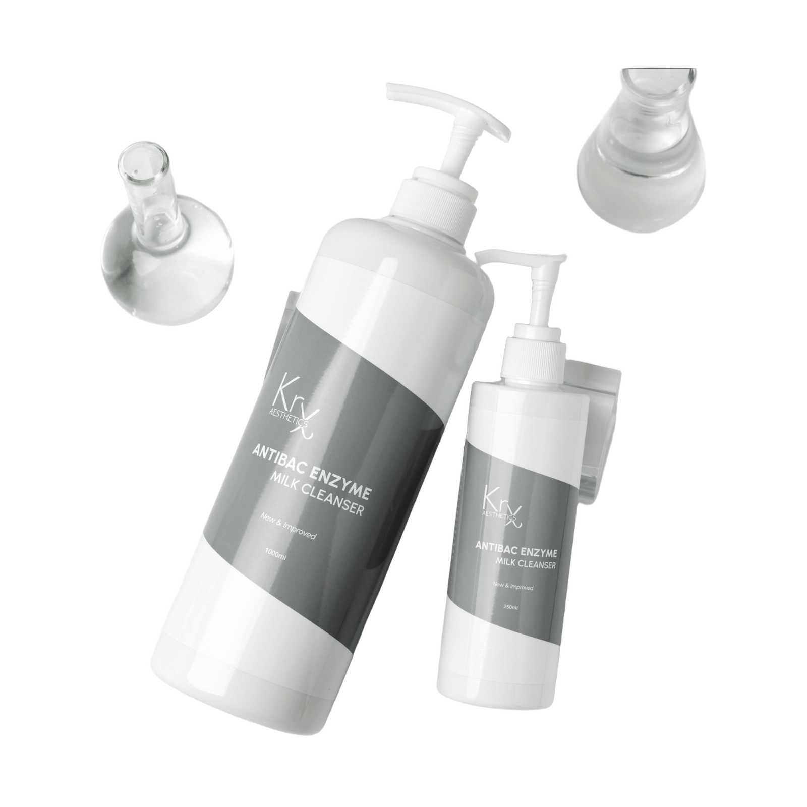 KRX Aesthetics Antibac Enzyme Milk Cleanser and Makeup Remover, 250 ml / 1000 ml