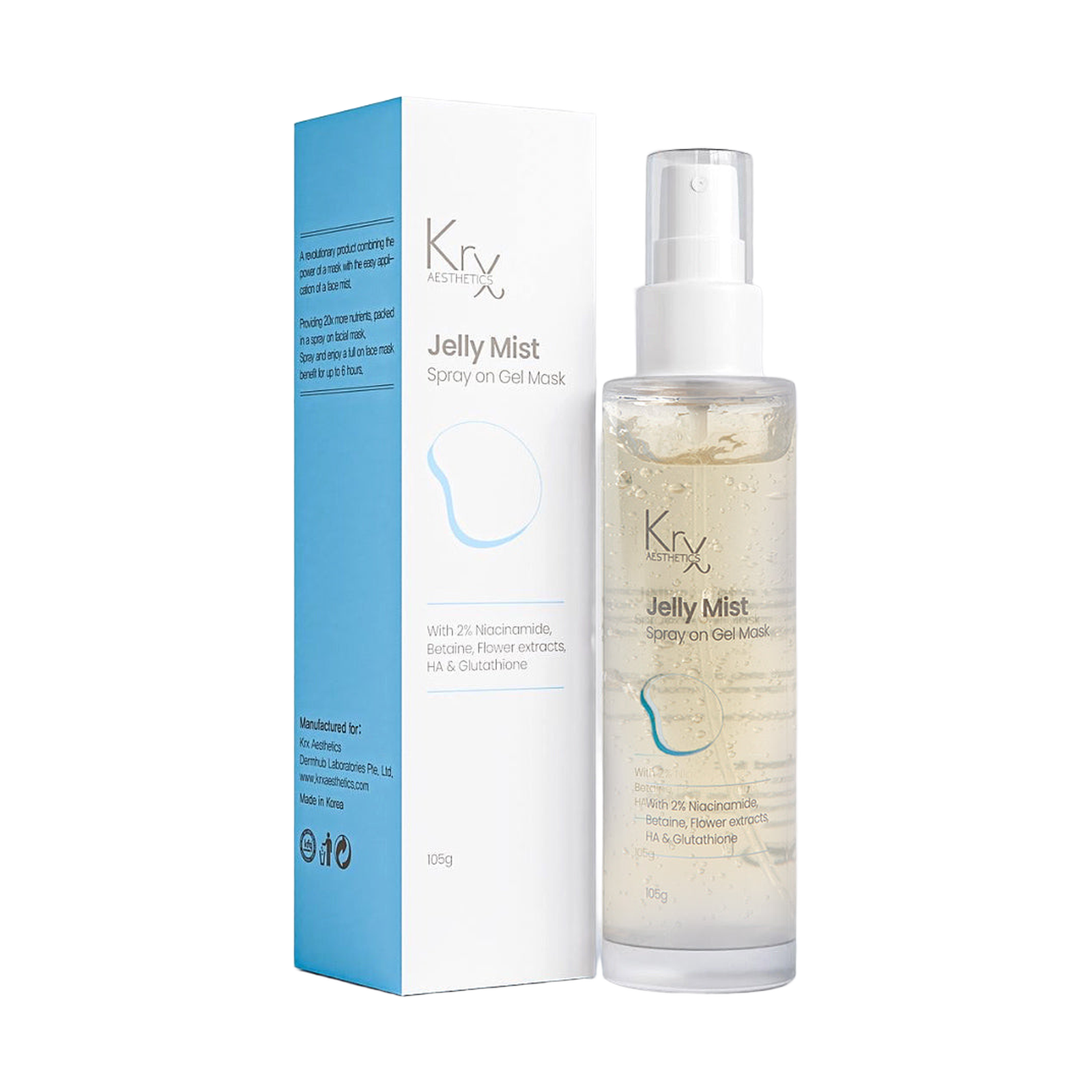 KRX Aesthetics Jelly Mist Spray On Gel Mask, 105 g